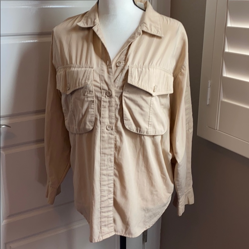 Cristina Tan Button Down Long Sleeve Shirt